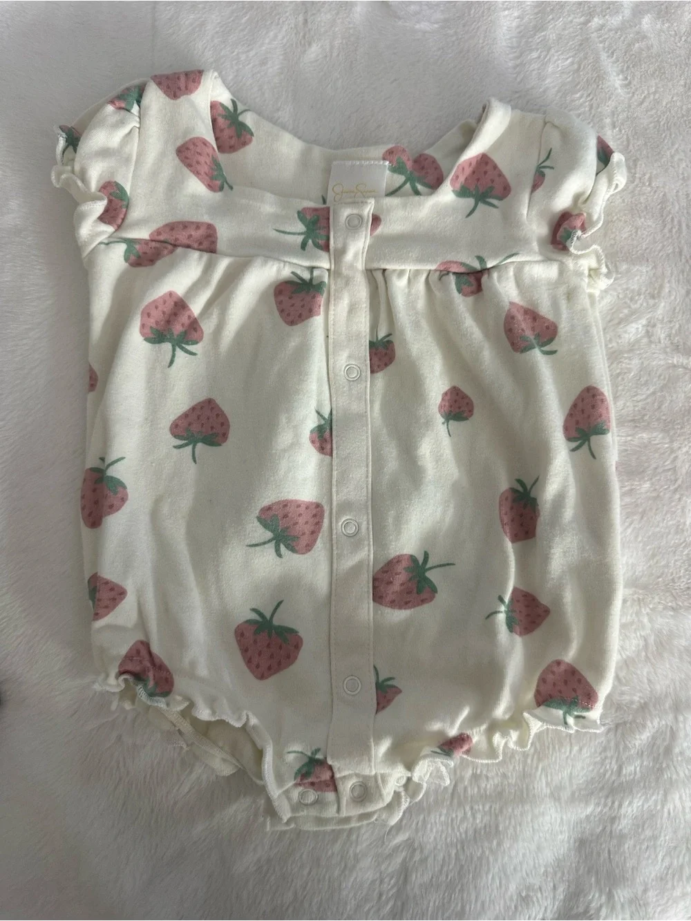 Jessica Simpson Pink & Cream Strawberry Baby Romper Set